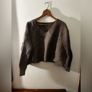 Small united by blue wool crop top